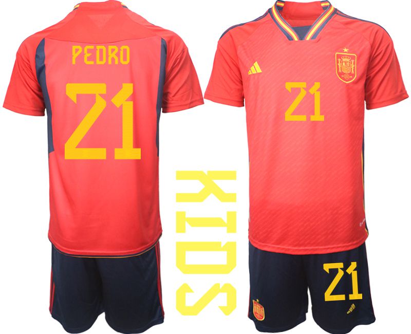Cheap Youth 2022 World Cup National Team Spain home red 21 Soccer Jersey